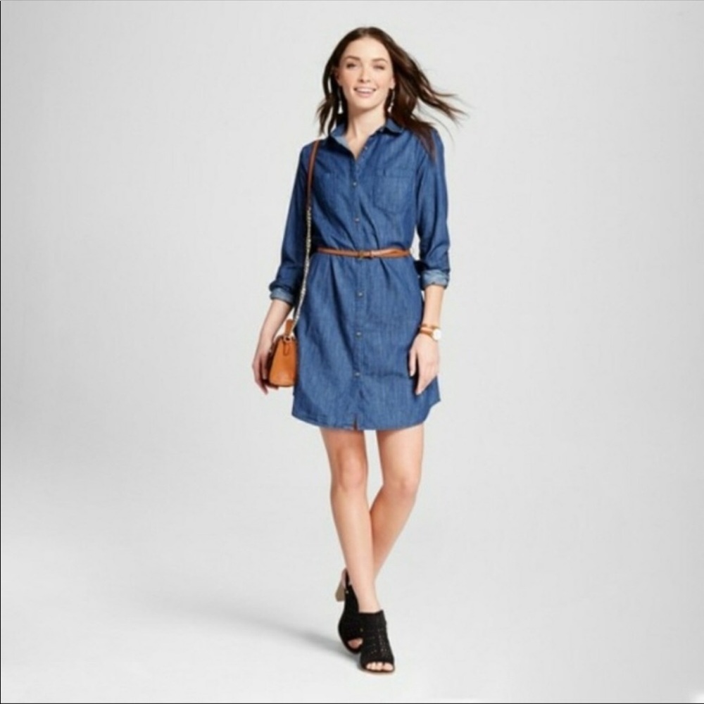 Merona Dark Denim Shirt Dress Size L